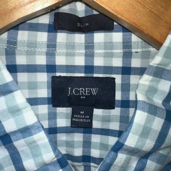 Two J Crew Slim Fit Gingham Casual Button Downs - Men's Medium Blue Pink - Picture 3 of 7